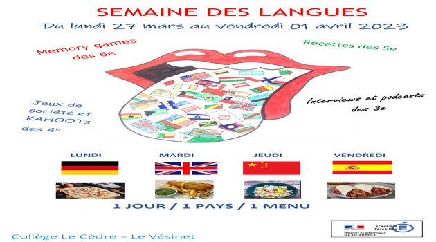 Semaine des langues du  27 mars au 1er avril  2023